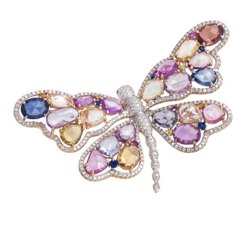 Femei fluture retro multicolor gheare-set tehnologie cubic zirconia inel-925 argint sterling China Ruifanbao fabrica de prelucrare de bijuterii