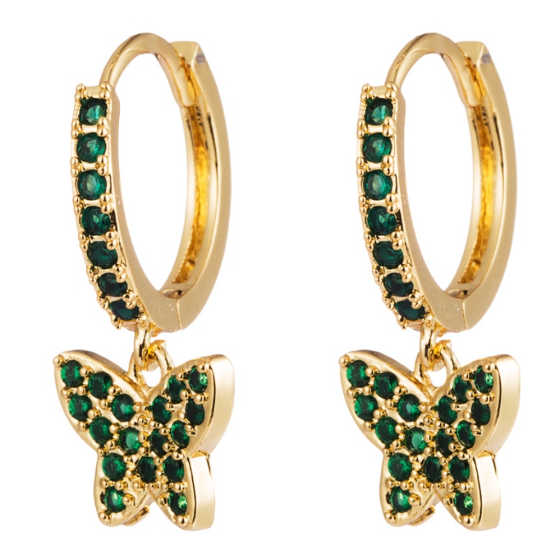 Creative simple Moda Cupru Micro-Inal Color Zircon Cercei Femeie fluture Full diamant Cercei Cercei sălbatice Cercei Cercei