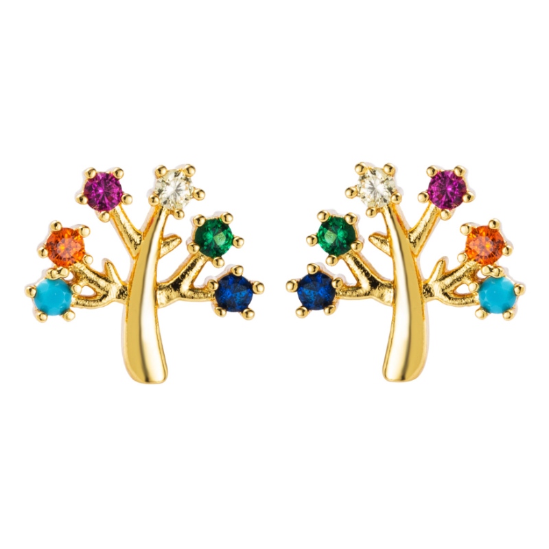 European și American Cupru-Placat Real Micro-Inalal Culoare Zircon Color Zircon, Accesorii Personalizate Cercei, Temperament Flori de flori Cercei