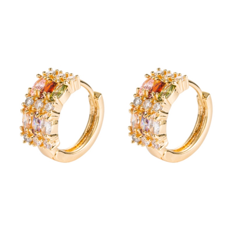 2021 Cerceinoi cercei europeni și americani Cercei Cercei Femei INS Modă temperament cupru micro-inal colorat Zircon Full Cercei de diamante