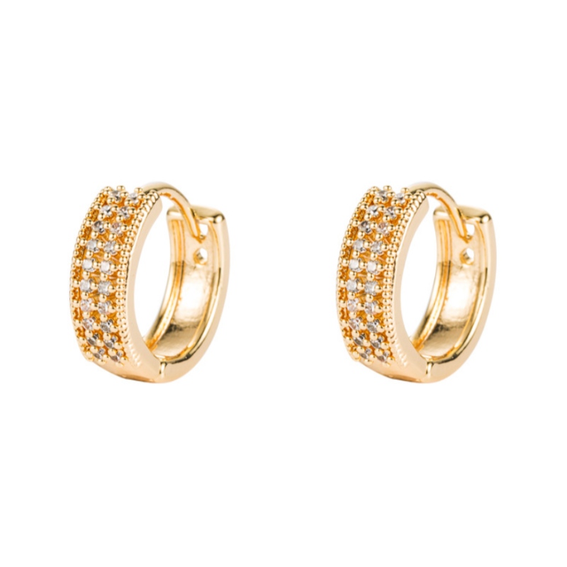 Cercei 2021 New Trendy Gold Small Cercei Ear Ring Inel Cupru Inalid Zircon Femeie ureche cataramă Temperament Coreeană Simplitate