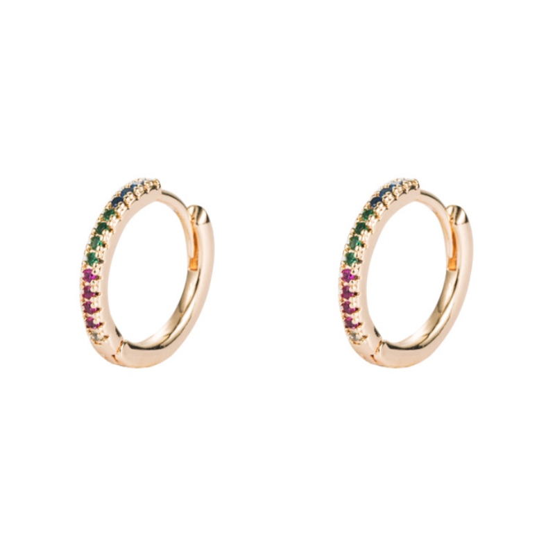 Personalitate europeană și americană Moda rece vânt ușor Inalid Culoare Zircon Brass Gold-placat ureche ureche Cercei Cercei Hip Hop Cercei Cercei Hip Hop