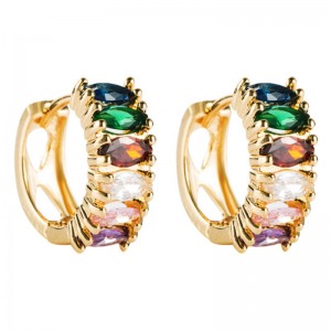European și American Trade Trend Trend Cercei Cercei Ladies Color Micro Zircon Simplu Vânt cercei Factory en-gros