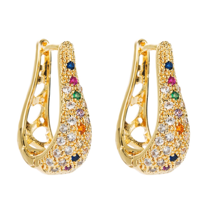 New Fashion Gheometric Format U-Inalal Culoare Culoare Zircon Cercei Femei europene și americane Personalitate Cercei