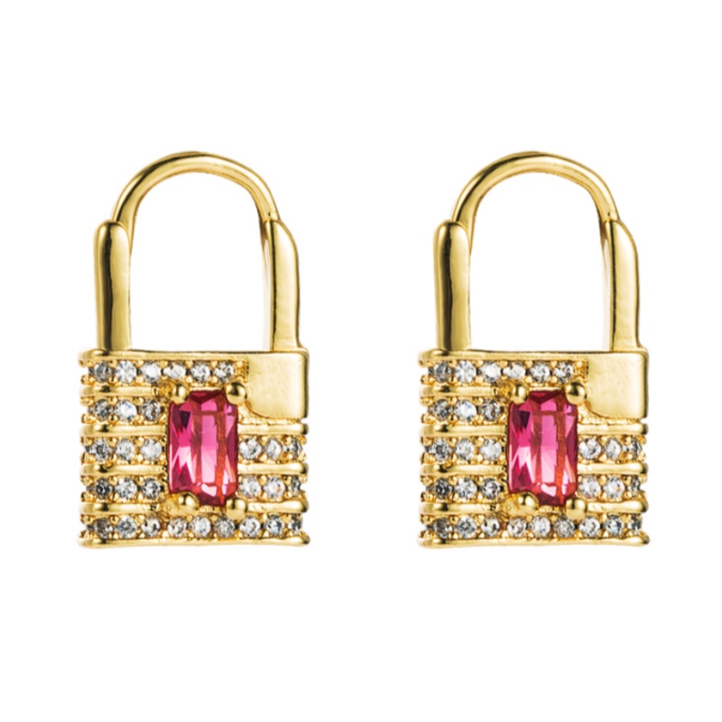 EUROPEAN ȘI AMERICAN INS FASHION CREATIVE LOVE Blocare Cercei Femei de cupru Cercei de aur Culoare Micro-Inlaid Zircon Ear bijuterii